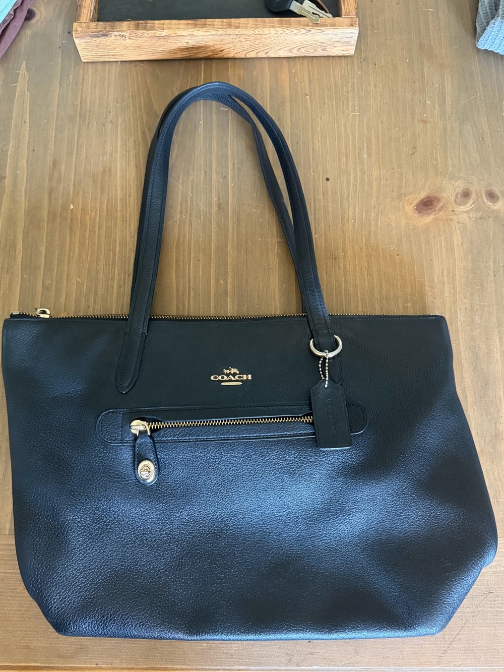 Coach Black Leather Tote Bag